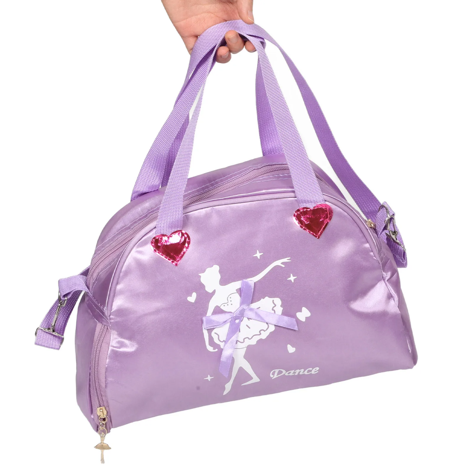 لطيف حقيبة الرقص القلب الترتر الباليه النعال تخزين علب الاغذية منشفة الباليه اكسسوارات الرقص على ظهره #5