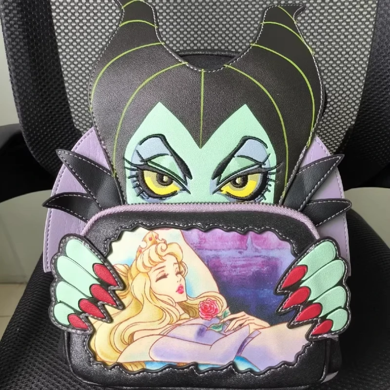متوفر في المخزون حقيبة ظهر ديزني Maleficent Black Witch Sleeping Beauty حقيبة عصرية يومية هدية عيد ميلاد للفتيات
