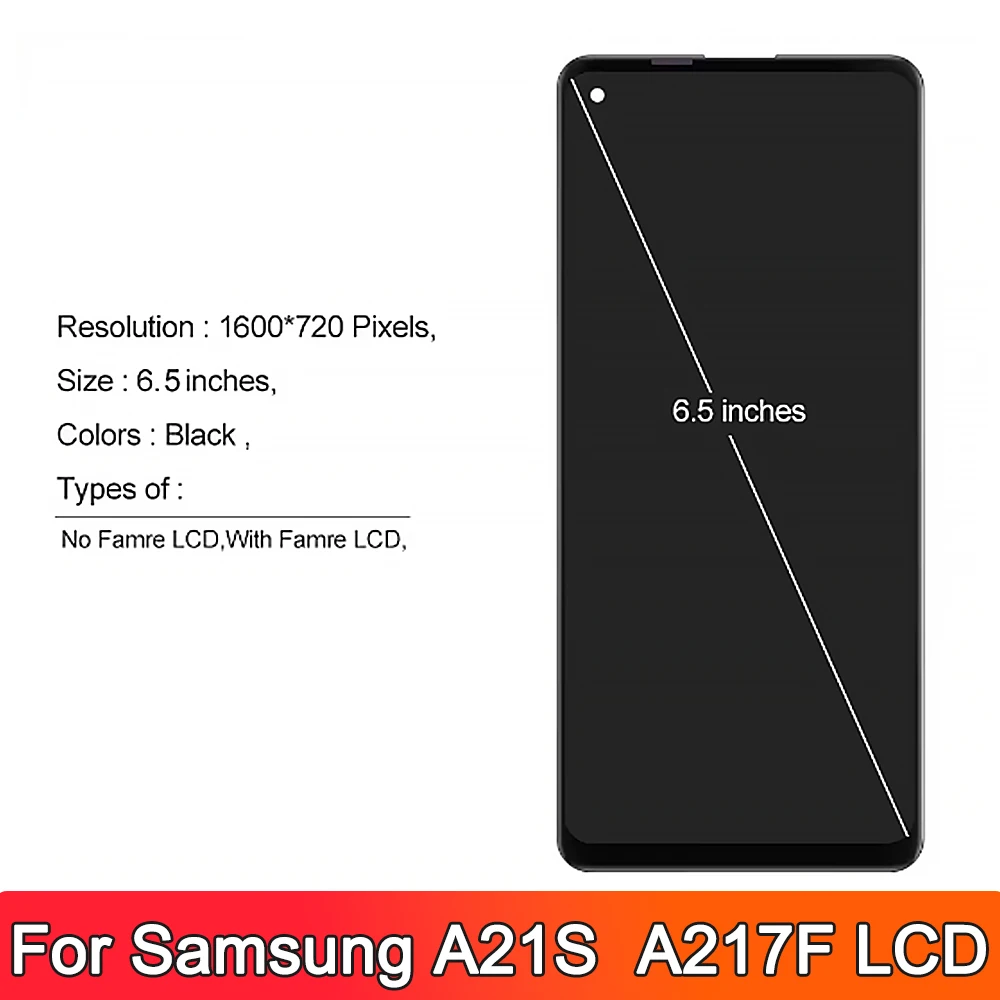 6.5 ''TFT LCD สําหรับ Samsung Galaxy A21S A217 A217F/DS จอแสดงผล LCD Touch Screen Digitizer เปลี่ยนชิ้นส่วนจอแสดงผลหน้าจอ