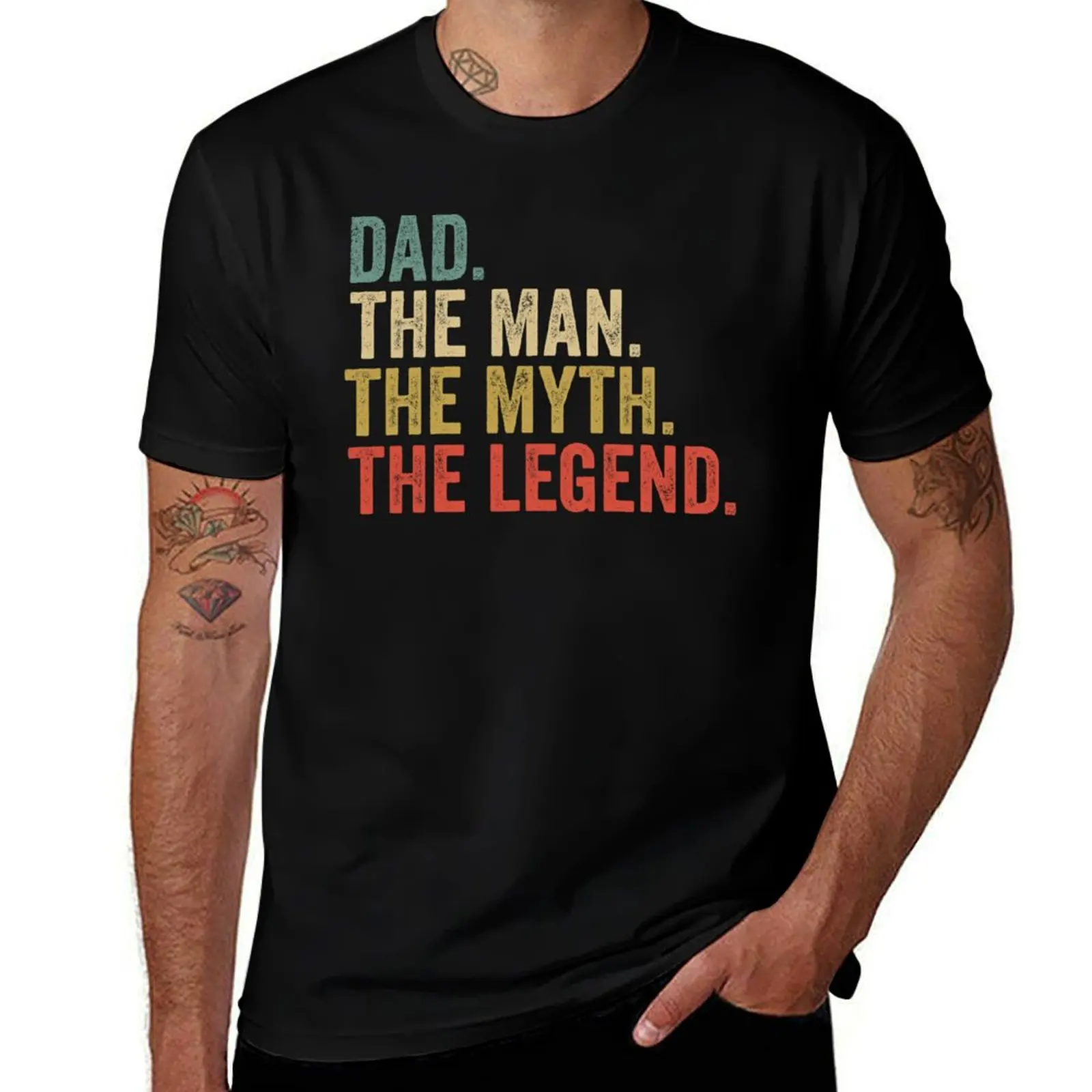 Dad the man the myth the legend retro fathers day T-Shirt man t shirts cotton man t shirt heavy cotton T-shirt