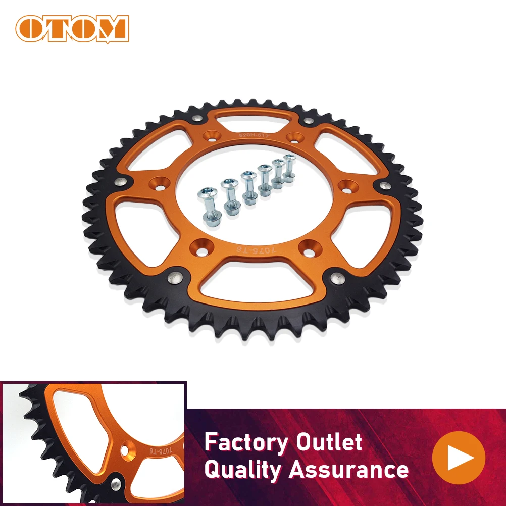 

OTOM Motorcycle Rear Chain Sprocket Dirt Bike Enduro Steel Aluminum Dual Chain Plate Brake Disk For KTM HUSQVARNA GASGAS 51T/52T