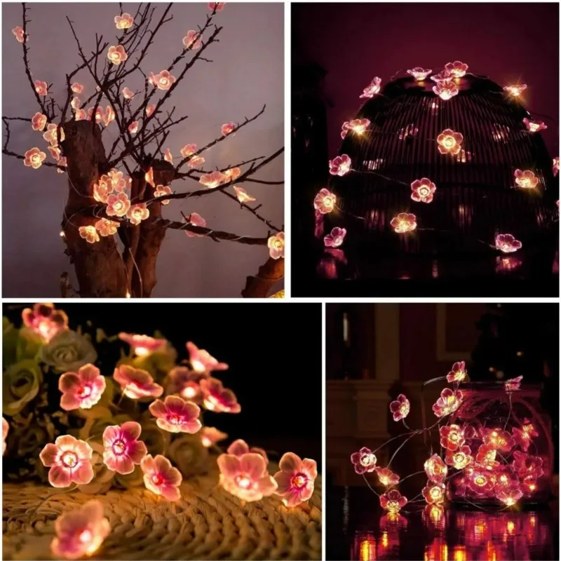 LED Cherry Blossom Fairy Light Battery Powered Pink Warm Light Cherry Blossom String Light Suitable for Indoor Decorative Lights image 6