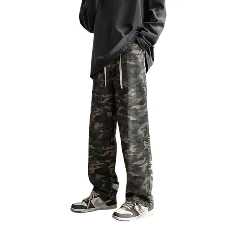 Camouflagebroek Heren Joggingbroek Wijde pijpen Broek Casual Jeans Denim Tactische Broek Cargo Camo Broek Hiphopbroek