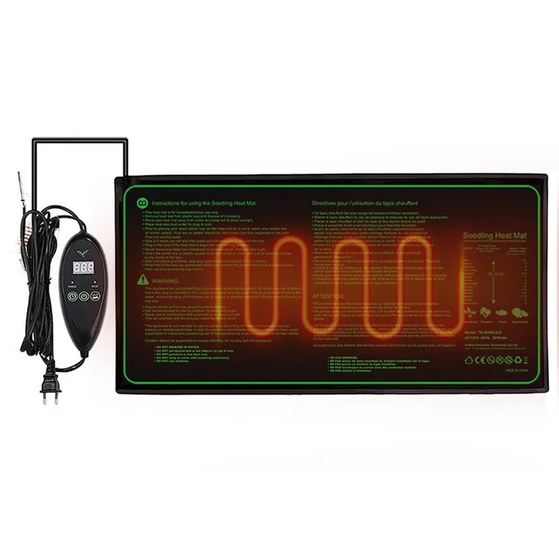 

Y50A-Пластерочный нагревательный коврик для домашних животных, инкубатор с теплой подушечкой, 6-скоростной термостат с таймером, водонепроницаемые коврики для теплицы, простая установка (B) ЕС