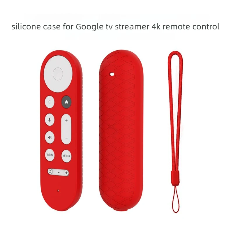Silicone Case for 2024 Google TV Streamer 4K Remote Control Protective Cover with Grip Cord