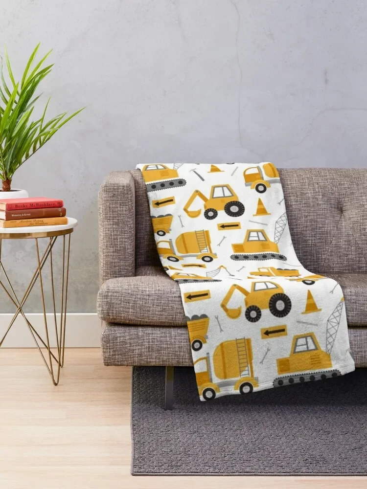 Construction Trucks Throw Blanket Multi-Purpose Bed covers Luxury Throw Furrys Blankets