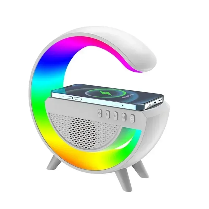 15W Wireless Charger Station Bluetooth Speaker RGB Desk Lamp Alarm Clock