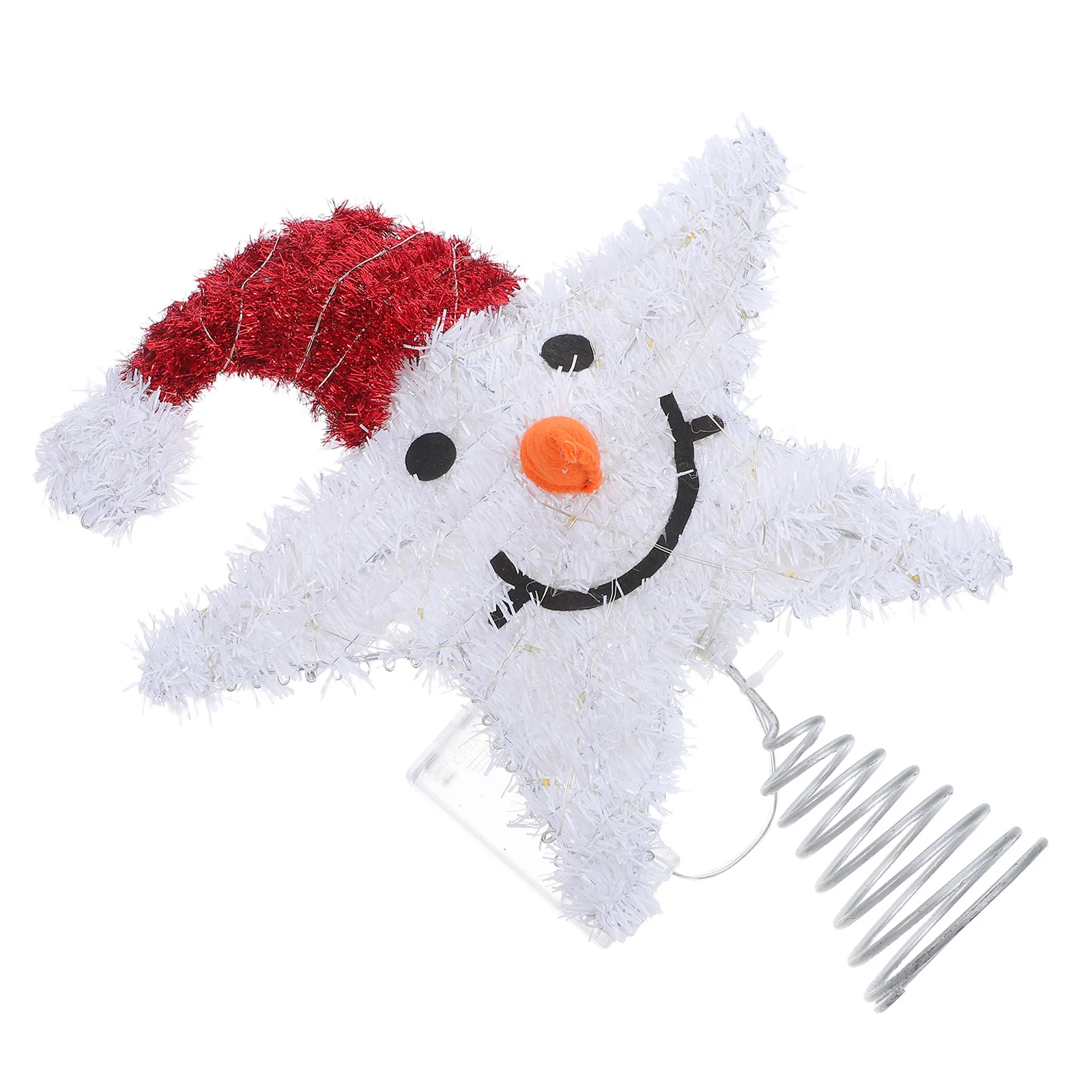 

Светящийся шар-украшение на верхушку елки с снеговиком, яркий рождественский центральный элемент, устойчивое пружинное основание для традиционных и современных елок