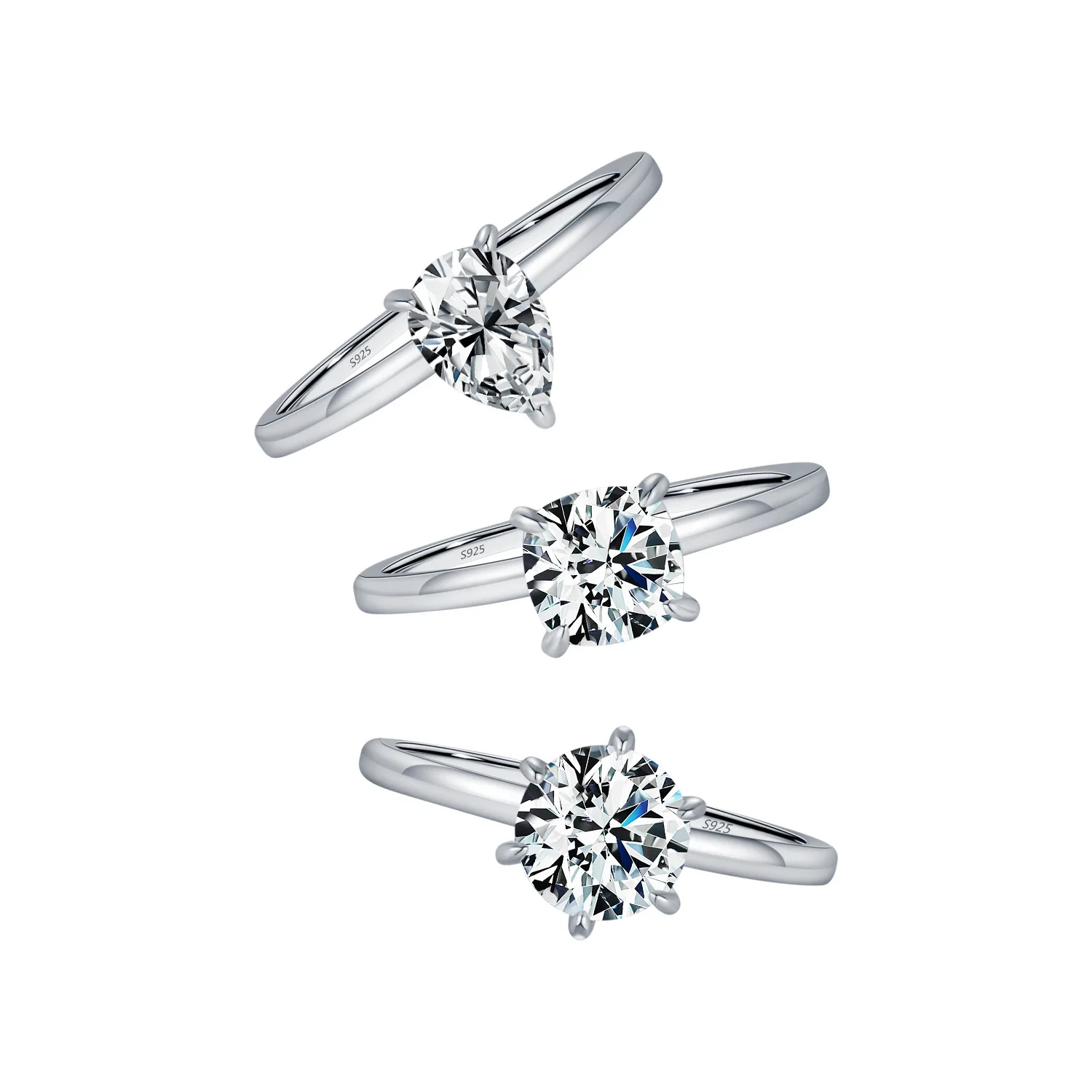 

Dawn's Jewel 1 Carat Mosan Diamond s925 sterling silver basic geometric drop round engagement ring anillos