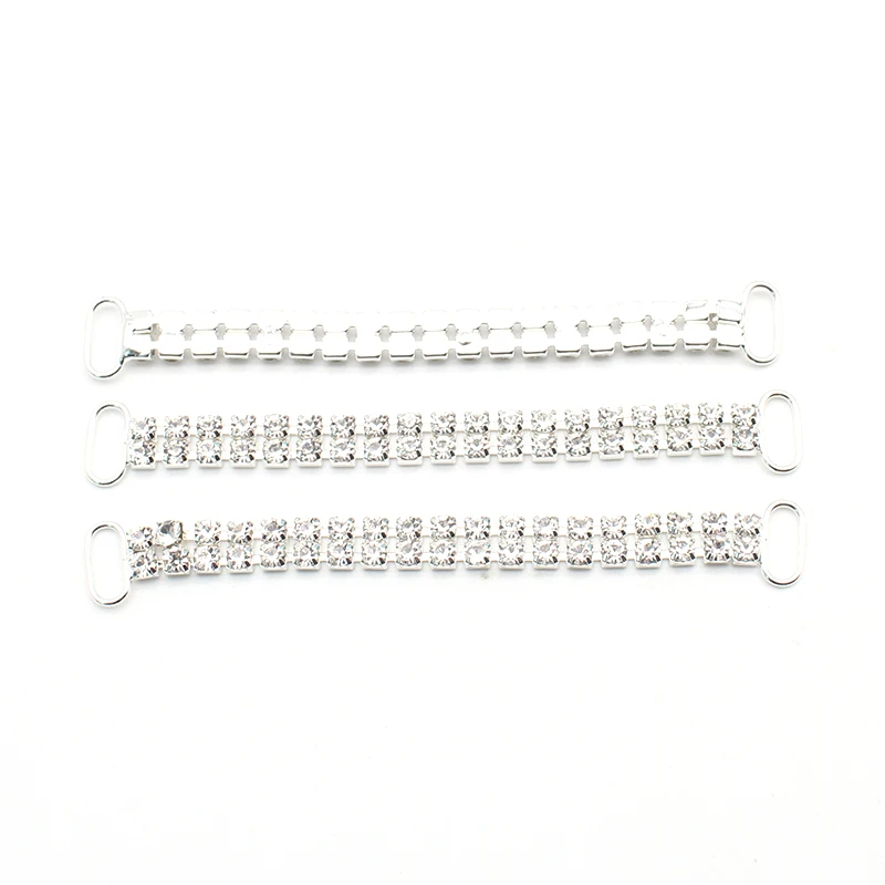 2pcs 12* 98mm Crystal Bikini Connector Buckle Brass Chain Swimwear Decoration Rhinestone Jewelry Buckle Ladies Beachwear