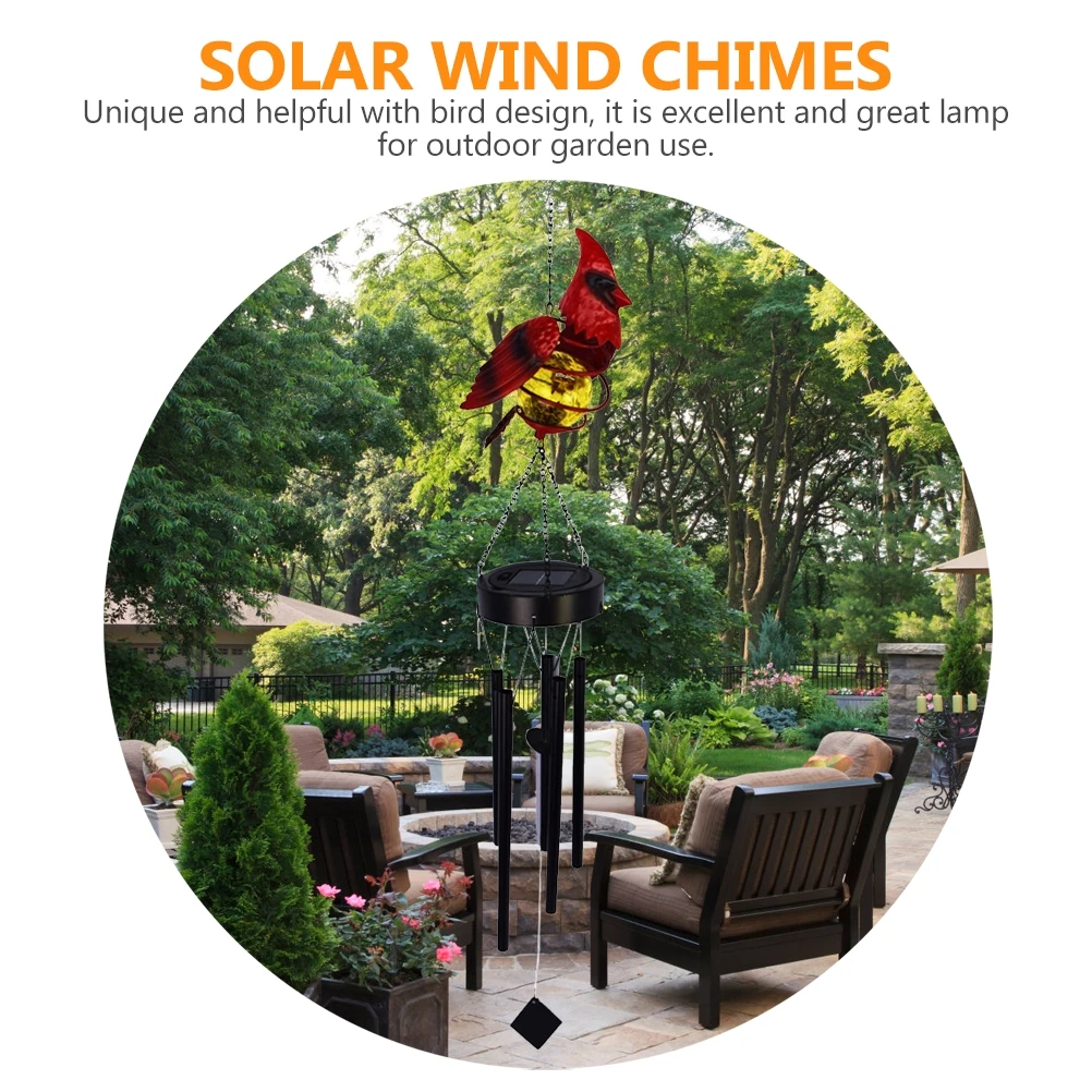 

Solar Wind Light Red Bird Design Garden Decor Outdoor Pendant Iron Outdoor Energy Saving Portable
