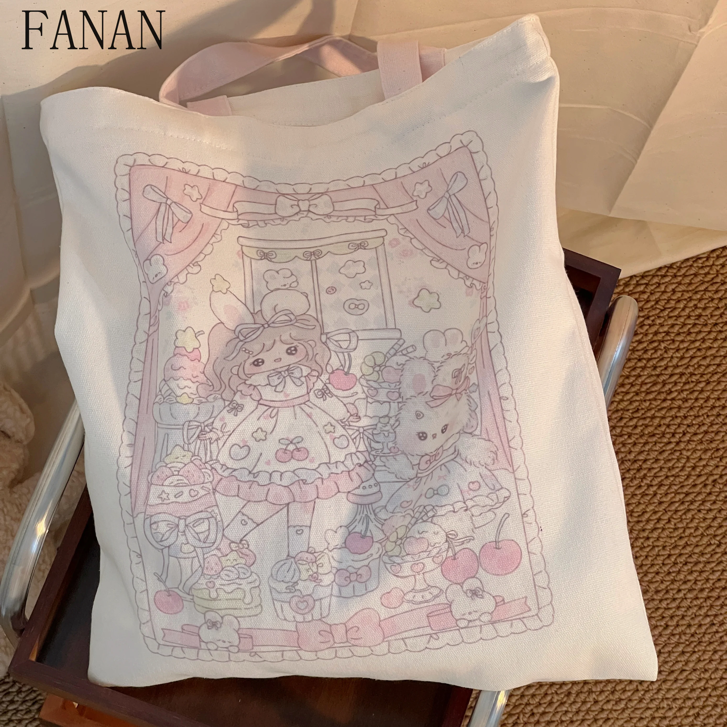 

Летняя милая сумка на плечо для девочек, новинка 2023 года, женские холщовые сумки, модные повседневные студенческие сумки с ручками сверху Femme