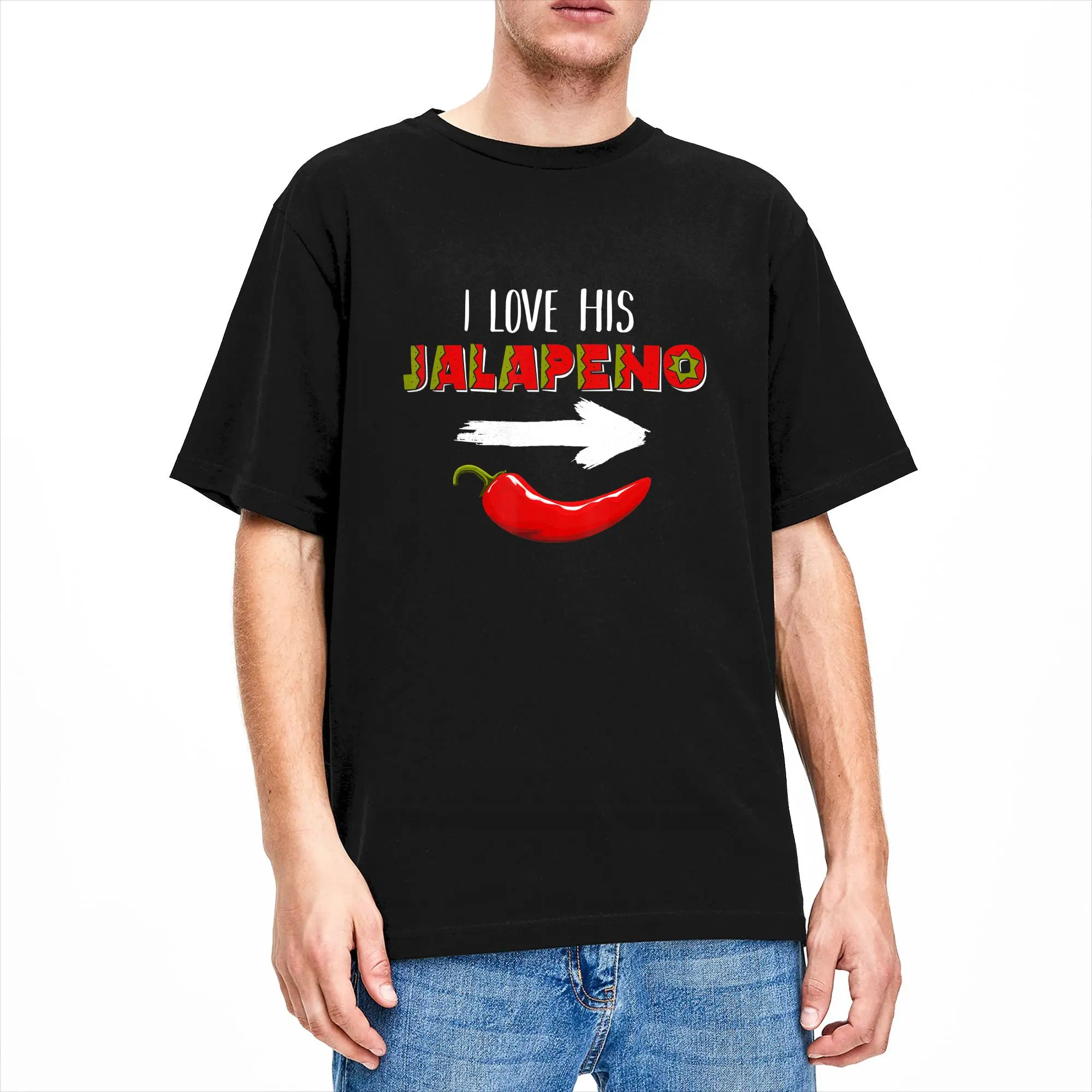 I Love His Jalapeno Couple Matching Cinco De Mayo T Shirt Beach  Novelty T-Shirts Men Cotton O Neck 4XL 5XL 6XL Top Tees