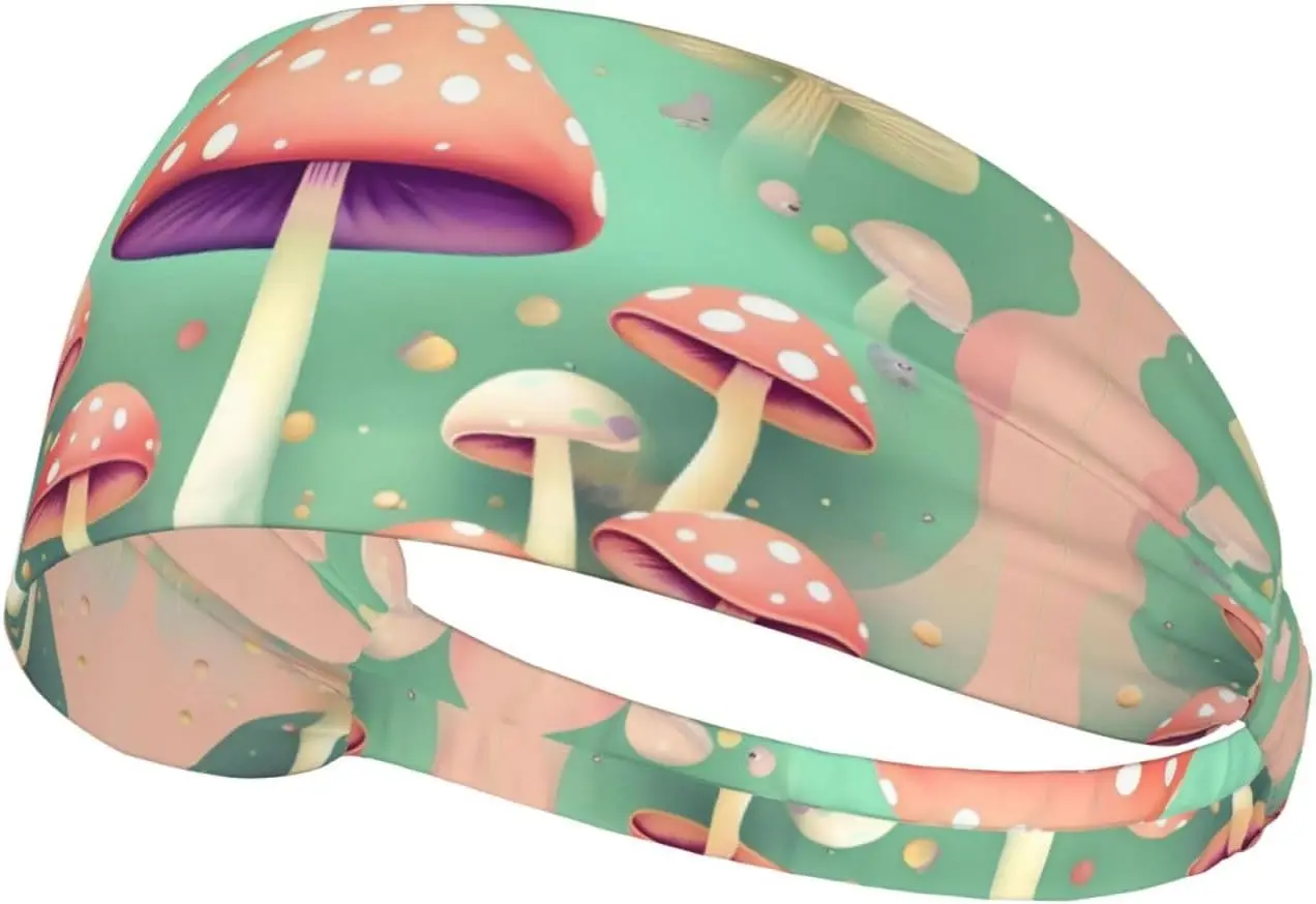 

Elastic Exercise Headband, Outdoor Sports Elastic Headband, Fitness, Yoga, Running, Cycling Dream Mushroom Pattern