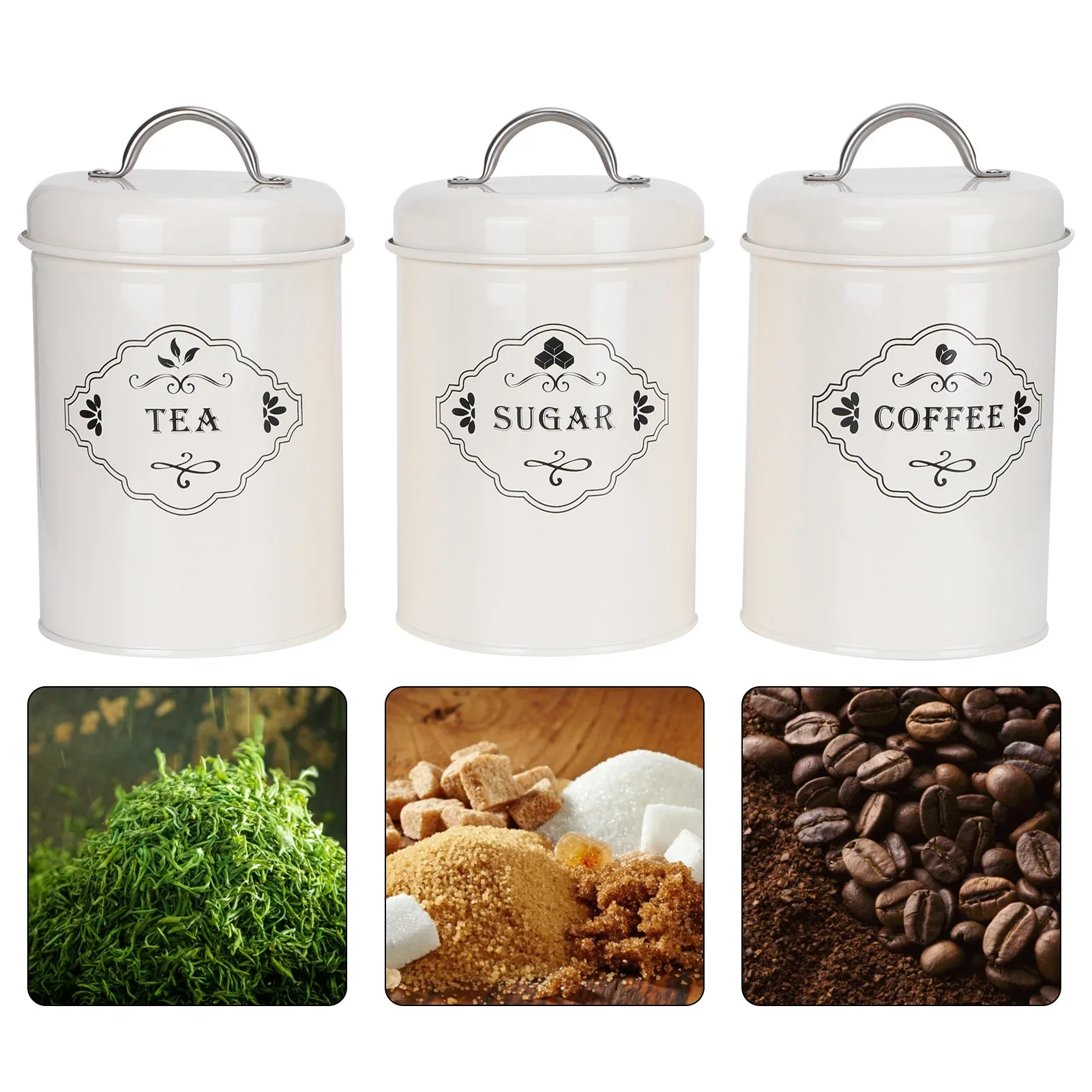 

3 шт./компл. кухонные банки для хранения, канистры для сахара, кофе, чая, герметичный контейнер для хранения продуктов питания