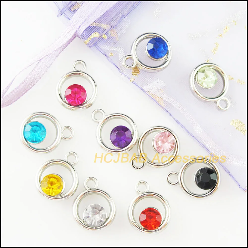 30Pcs Dull Silver Plated Charms Mixed Acrylic Pendants