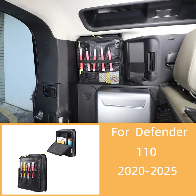 

For Land Rover Defender 110 2020-2025 Carbon Fiber Pattern Trunk Window Storage Bag Car Trunk Tool Storage Bag Auto Accessories