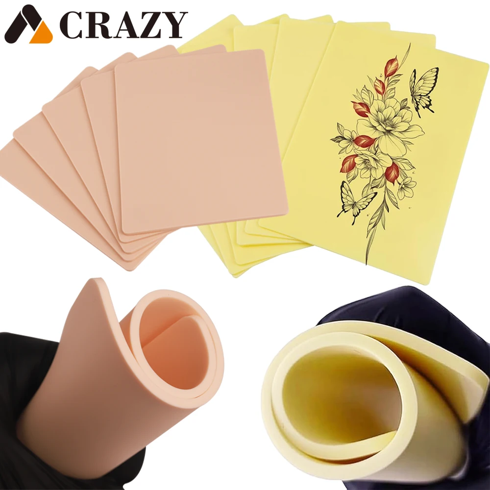 

3MM Tattoo Practice Skin Blank Double Sides Silicone Tattoo Practice Fake Skin for Permanent Makeup Tattoo Accessories 2 Sizes