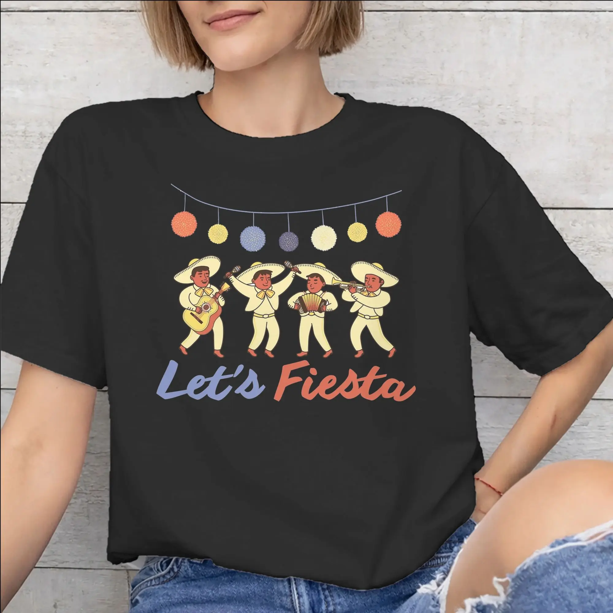 Men Women Let's Fiesta Cinco De Mayo  T Shirt Cotton Graphic Printed Tee Shirts  Top Clothing