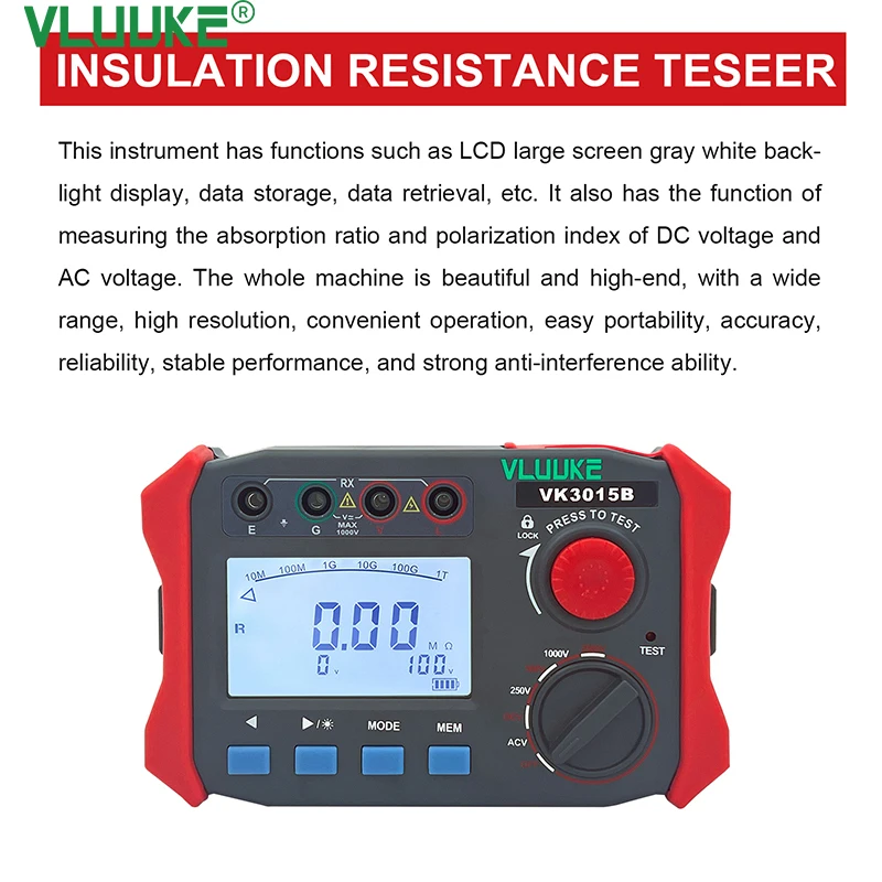 VLUUKE VK3015B 2500V Insulation Resistance Tester