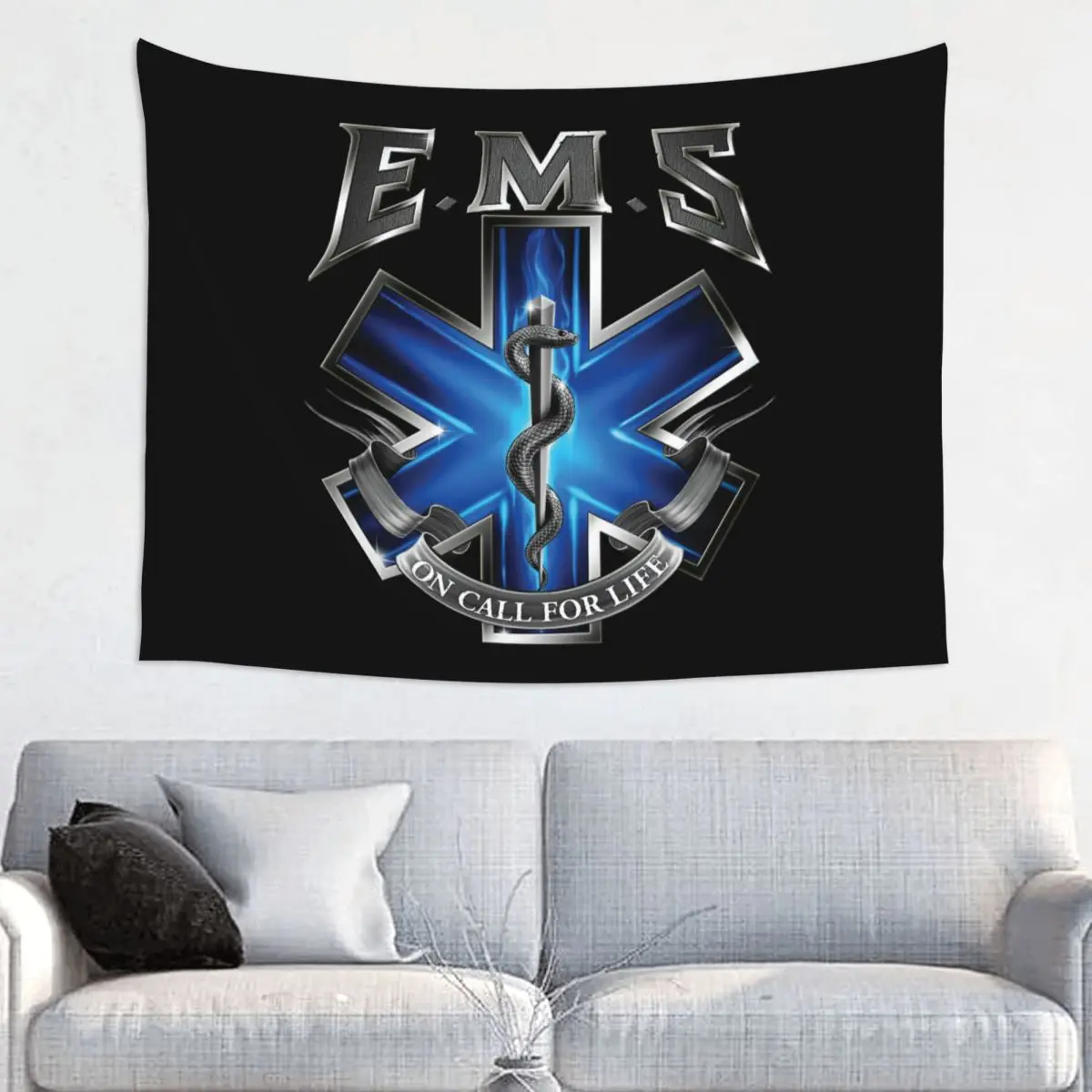 Ems Star Of Life Tapestry Wall Hanging for Bedroom Custom Hippie Emt Paramedic Medical Tapestries Room Decor