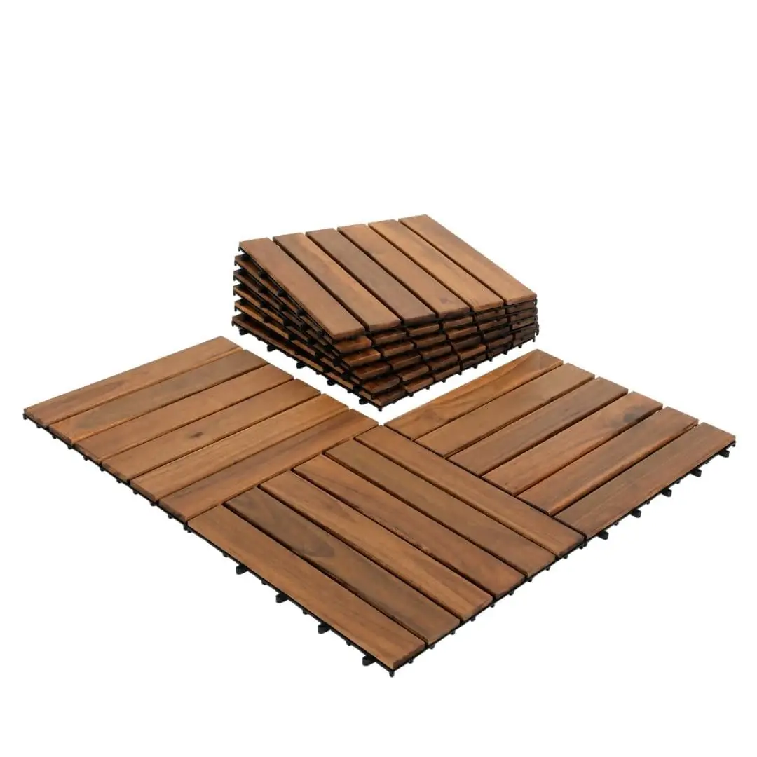 Solid Acacia Deck Tiles, 9PCS 18