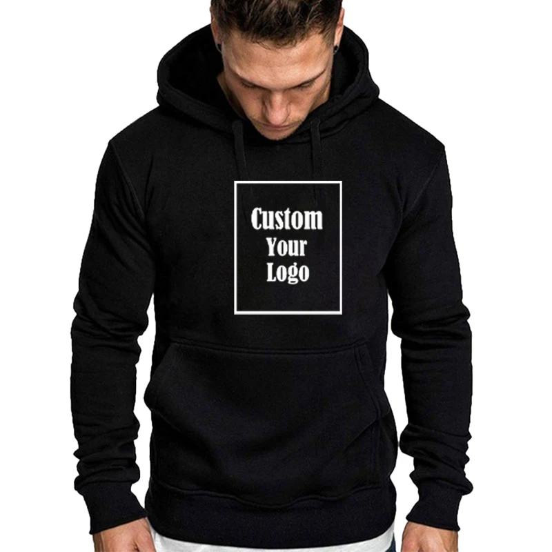 Fashion Customize Your Logo Hoodie For Man Women Winter Autumn Hooded Casual DIY Cotton Solid Plus Size Loose Vintage Sweatshirt