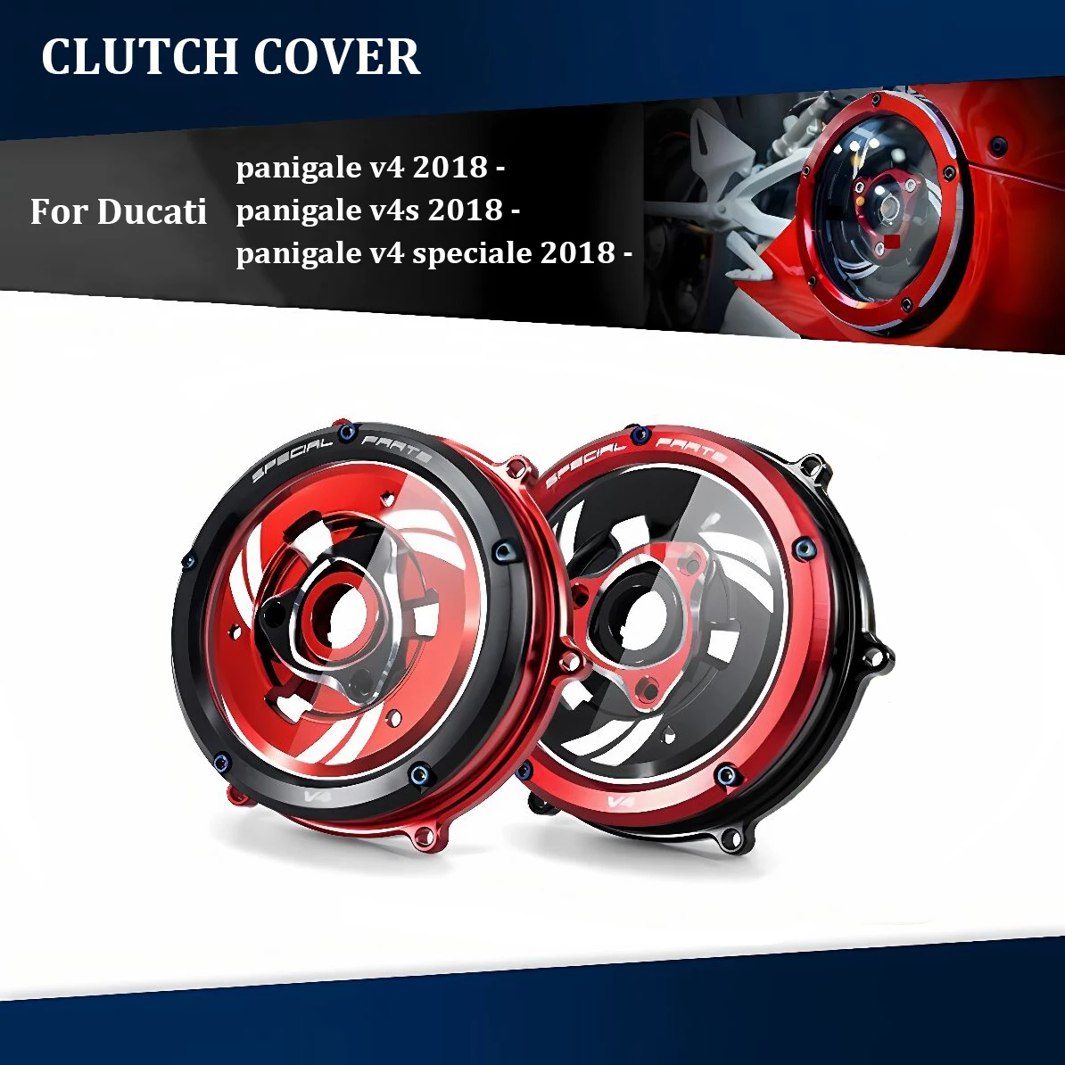 

For Ducati Panigale V4 Speciale V4s 18-23 Engine Clutch Cover Kit Transparent Engine Side Protector Guard Motorcycle Refitted