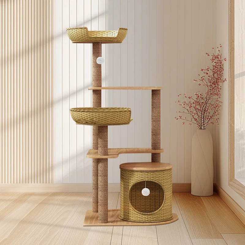 

Полка для кошек Рамка для лазания для кошек Бытовой коврик из ротанга Кошачье гнездо встроенная космическая капсула Летние игрушки Маленькие и не