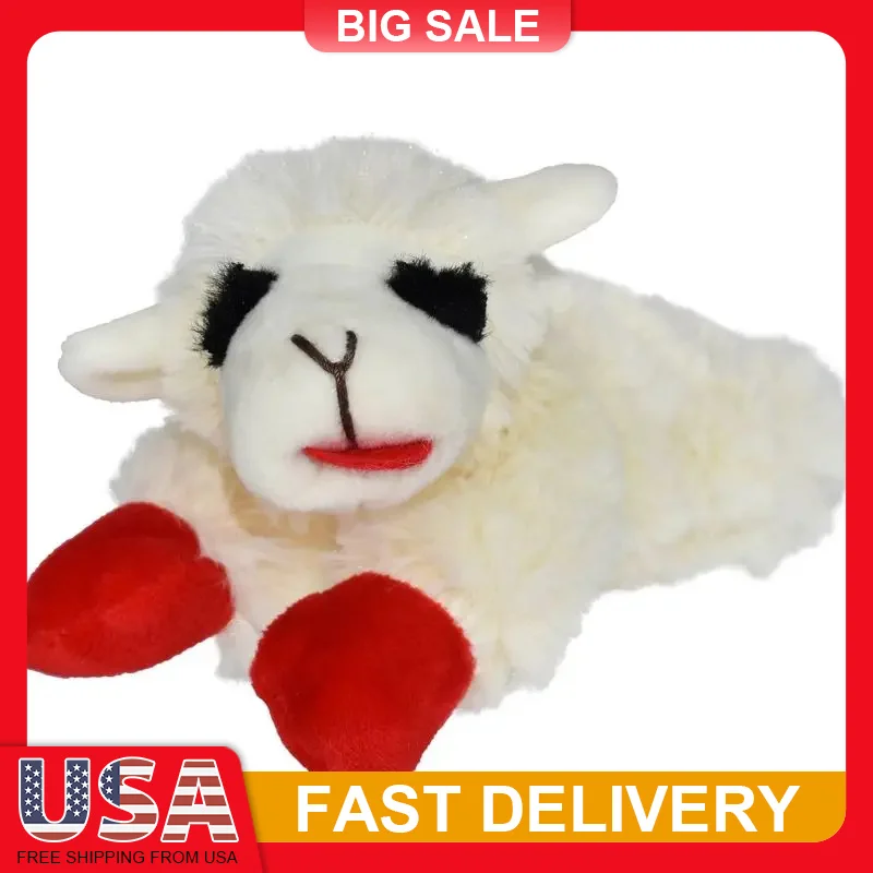 

Mini Lamb Chop Dog Toy Plush Squeaky Soft Chew Cuddle Puppy Small Pet Interactive Play Safe Cute Stuffed Animal