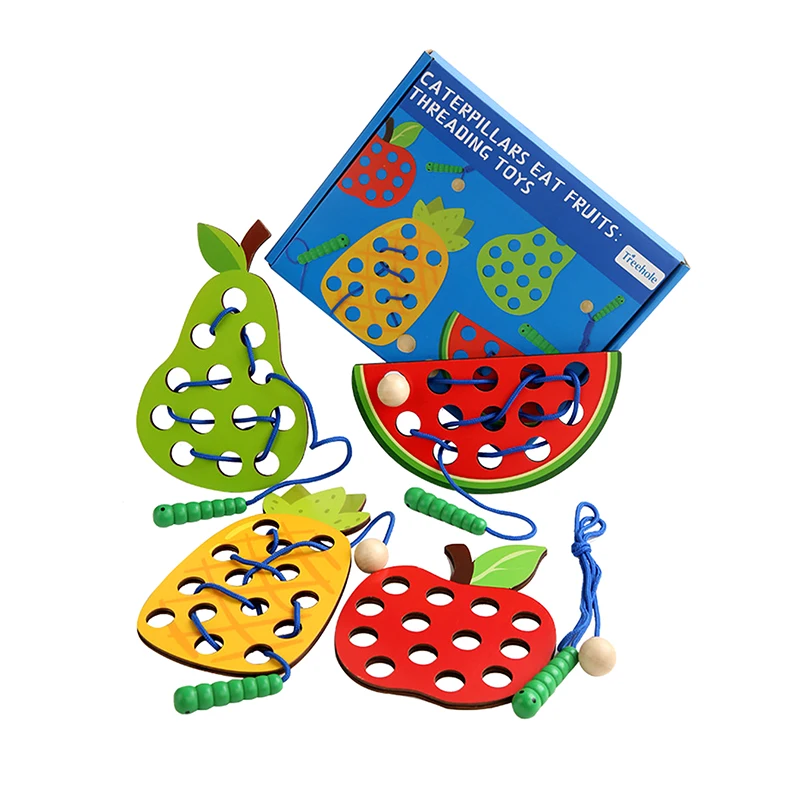 Lacing Threading Toy for Kids, Eat Fruit Game, Habilidades Motoras Finas, Presente Educativo