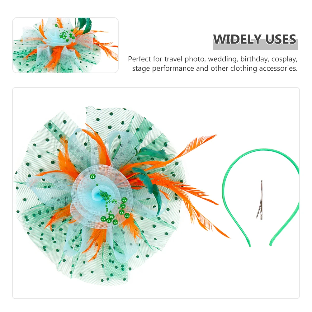 

Color-blocked Head Flower Fascinator Hat Bride Headdress Banquet Headbands Headpiece Hats for Tea Party Bridal