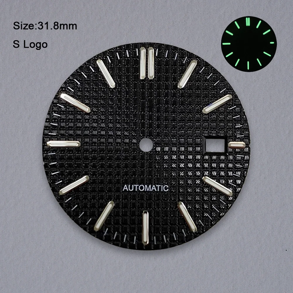 31.8 مللي متر S شعار الطلب مناسبة ل NH35/NH36 الحركة اليابانية الأخضر مضيئة ساعة عالية الجودة تعديل الملحقات