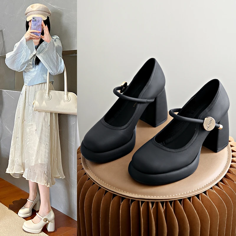 2025 Spring New Women Mary Jane Shoes Fashion Korean Style Soft Anti-slippery Versatile Chic Lady Elegant Dress Leather Shoes