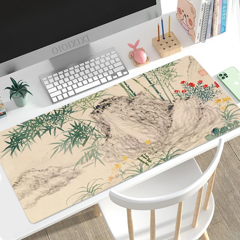 Podkładka pod mysz w stylu chińskim z motywem malarstwa tuszem, gamingowa XL, duża podkładka pod komputer, personalizowana podkładka XXL, z naturalnej gumy, antypoślizgowa, miękka, do laptopa, do biura. — zdjęcie produktu 4