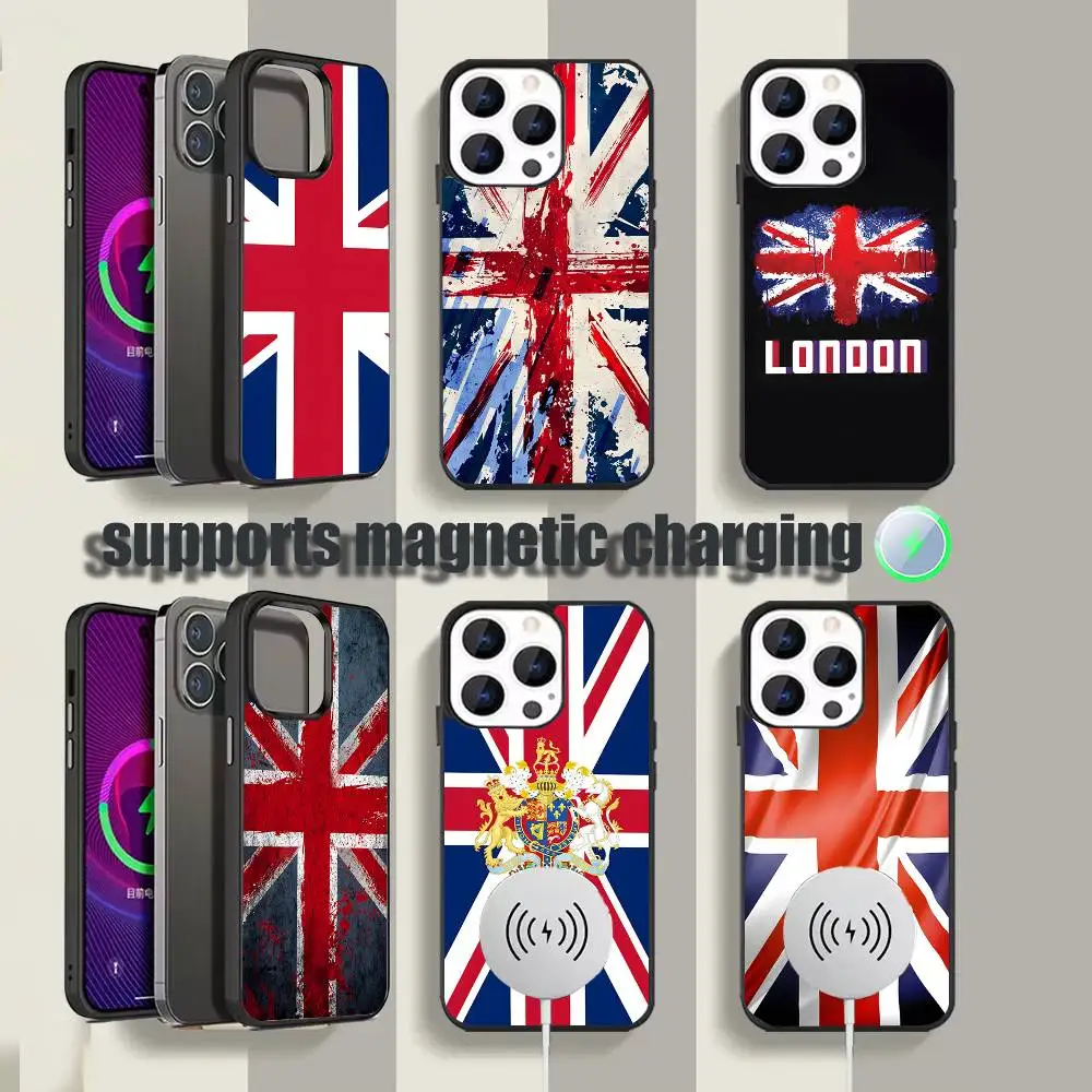 

Flag Union Jack British UK Magnetic Wireless Charging Black Phone Case For iPhone 17,16,15,14,13,12,11,Pro,Max,Plus,Mini,SE4,E