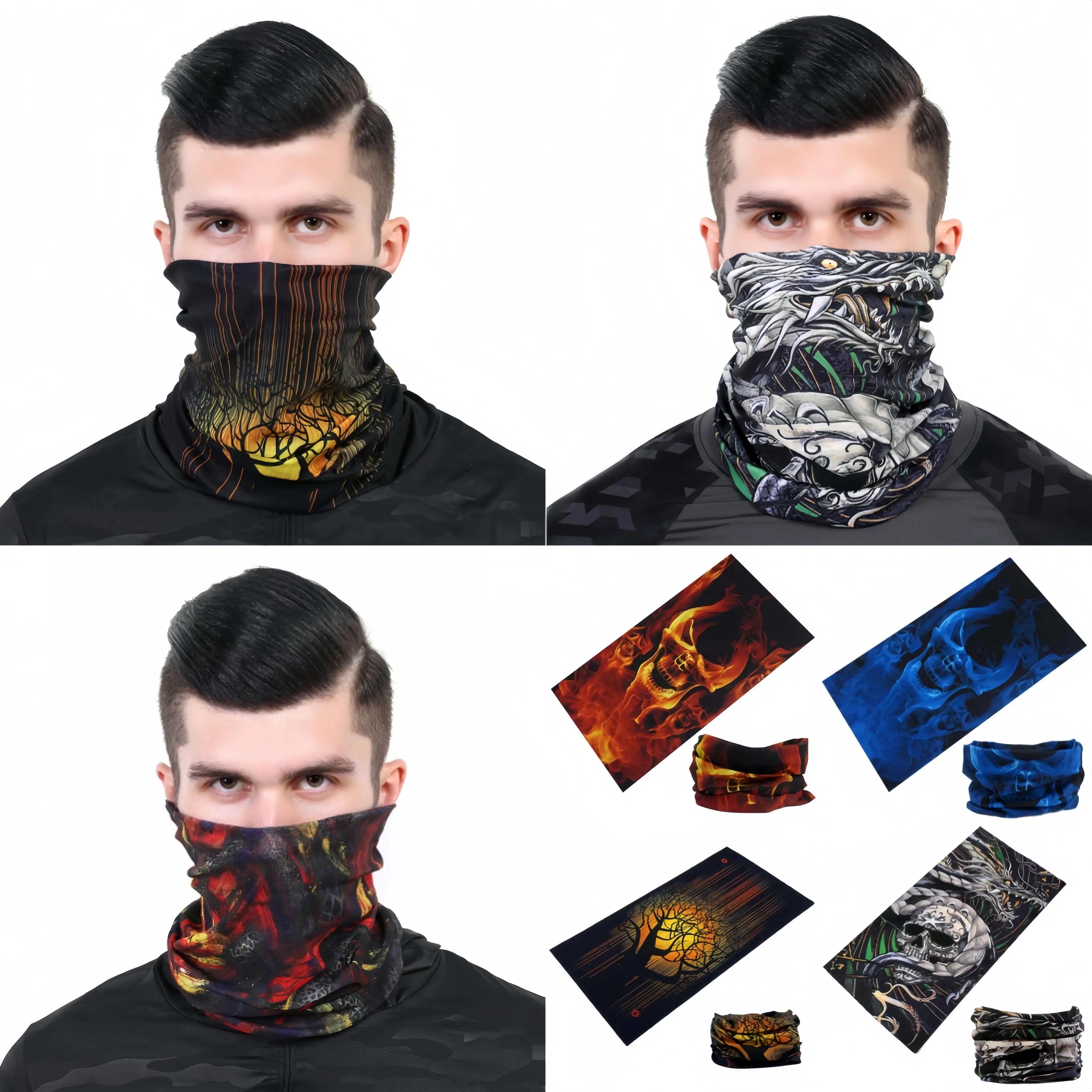 2024 Scary Skull Sport Bandana For Women Men Cycling Headband Face Mask Men\'s Balaclava Bicycle Neck Scarf Halloween Kerchief