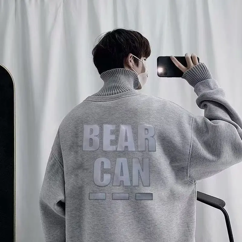 

Мужская толстовка оверсайз на флисовой подкладке, осенне-зимняя, свободного кроя, в стиле Харадзюку, вязаная, верхняя одежда