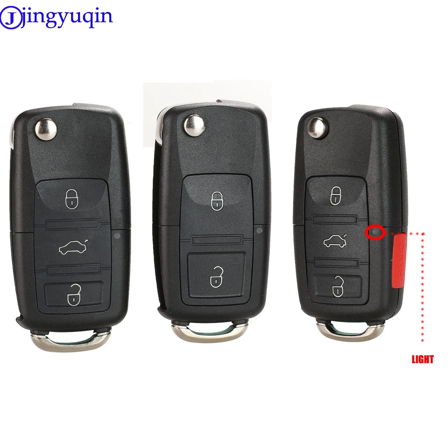 jingyuqin  2/3/4 B Folding Car Remote Key Shell Case Fob For VW Passat Polo Golf Touran Bora Ibiza Leon Octavia Fabia