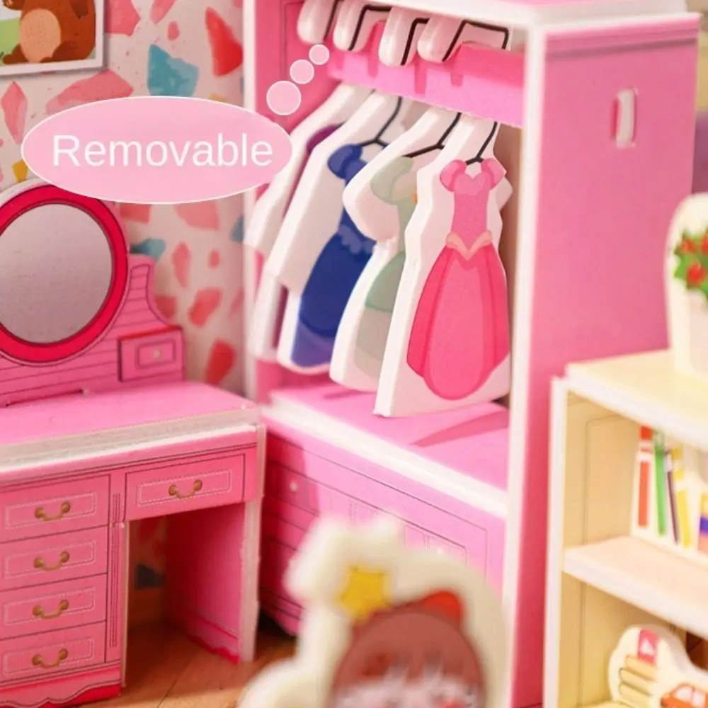 3D Model 3D Room Model Puzzle Toys Kitchen Bedroom 3D Room Cardboard Miniatures Bathroom Room Model Craft Toys Children