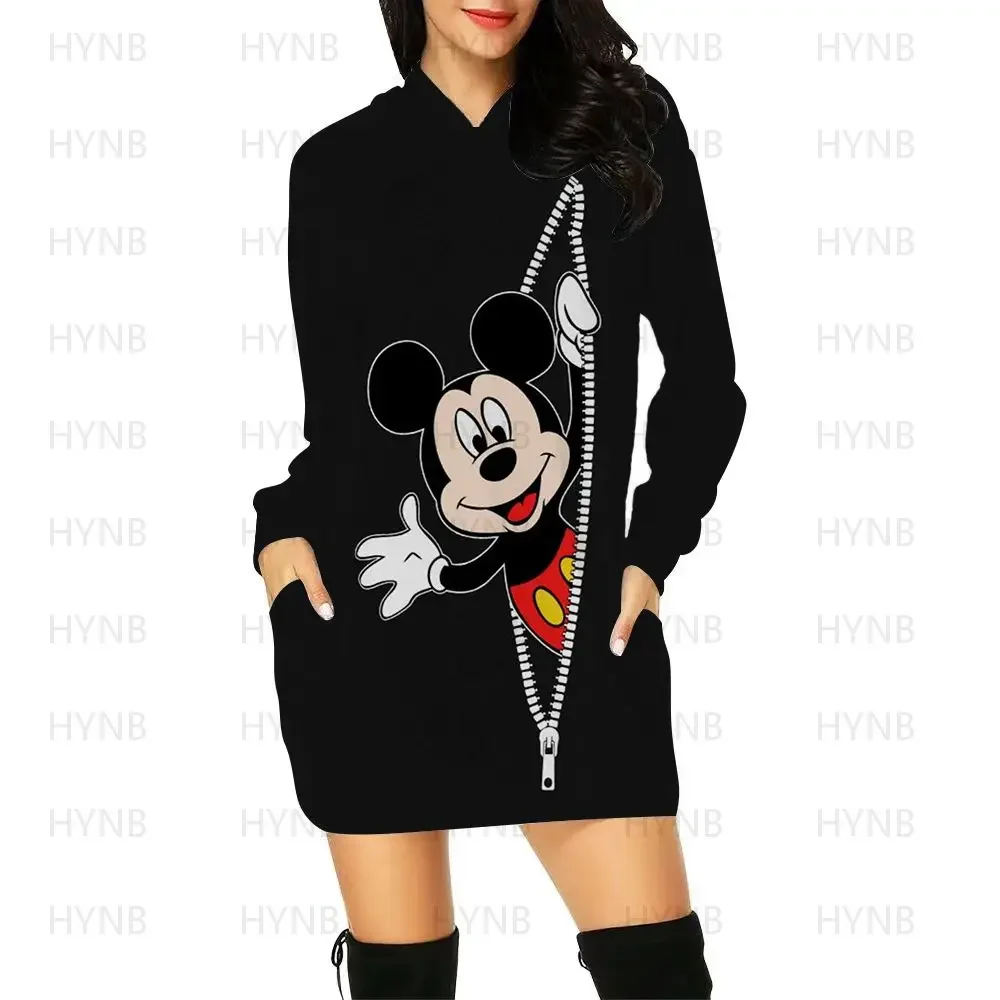 Sweater Dress Elegant Dresses for Women Long Sleeves Luxury Party Hoodie Disney Kawaii Mickey Women\'s 2024 Mini Minnie Mouse Y2k