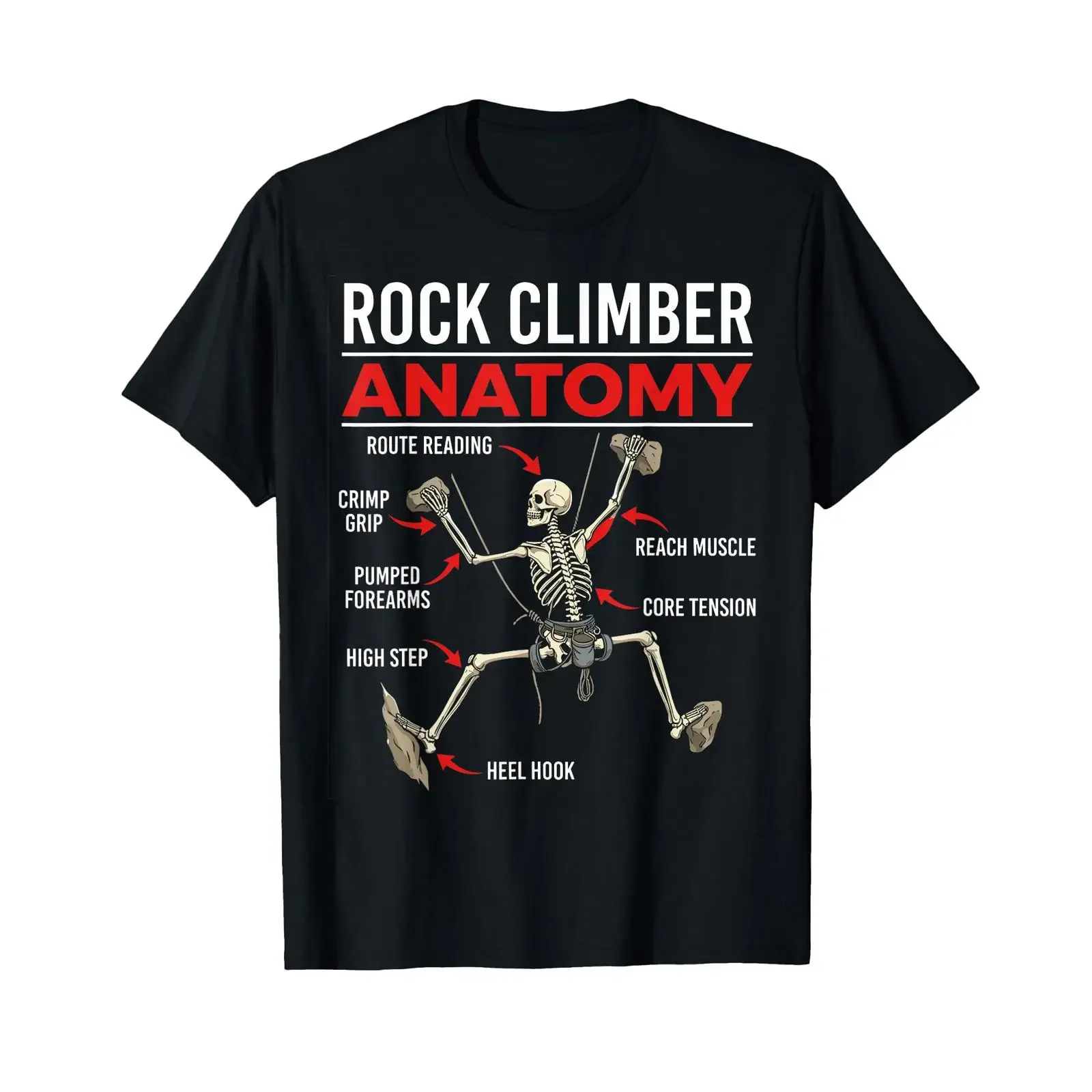 Rock Climber Anatomy Funny Bouldering Climbing Enthusiast T Shirt vintage Washed Breathable Top For Everyday Wear Casual