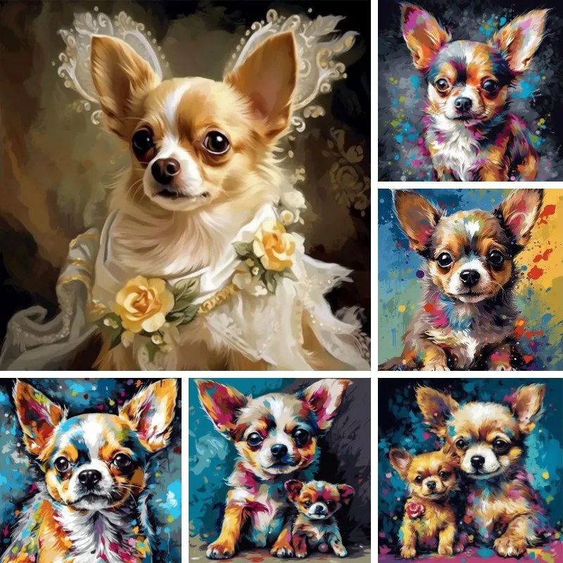 Chihuahua Pet Dog 5D obraz diamentowy DIY haft Cross Stitch małe zwierzęta obraz mozaikowy rękodzieło wystrój domu prezent