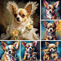 Chihuahua Pet Dog 5D obraz diamentowy DIY haft Cross Stitch małe zwierzęta obraz mozaikowy rękodzieło wystrój domu prezent