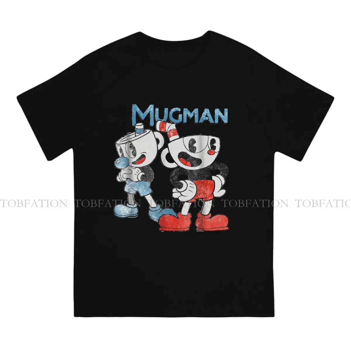 Cuphead Mugman Game TShirt for Men Dynamic Duo Graphic Basic Leisure Tee T Shirt High Quality Trendy Fluffy