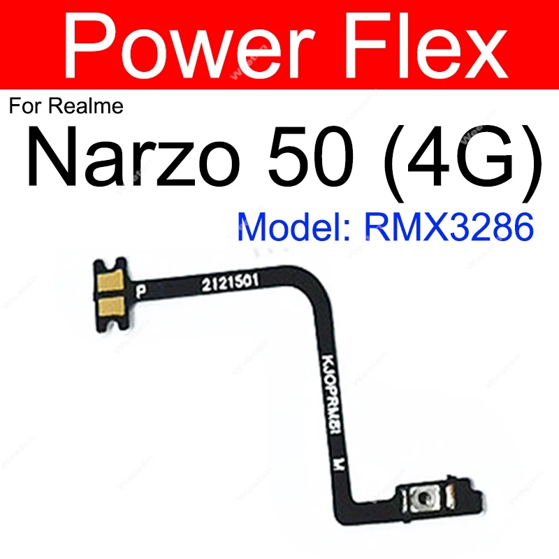 Power Volume Flex Cable For Realme Narzo 50 60 Pro 50i 50A Prime Narzo 60X On OFF Power Volume Buttons Side Keys Flex Cable