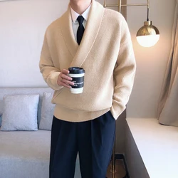 Mens Sweaters Autumn Winter Fashion Big V-neck Hangs Personality Knitted Sweater Men's Casual Loose Pullovers Sweaters Male Coat