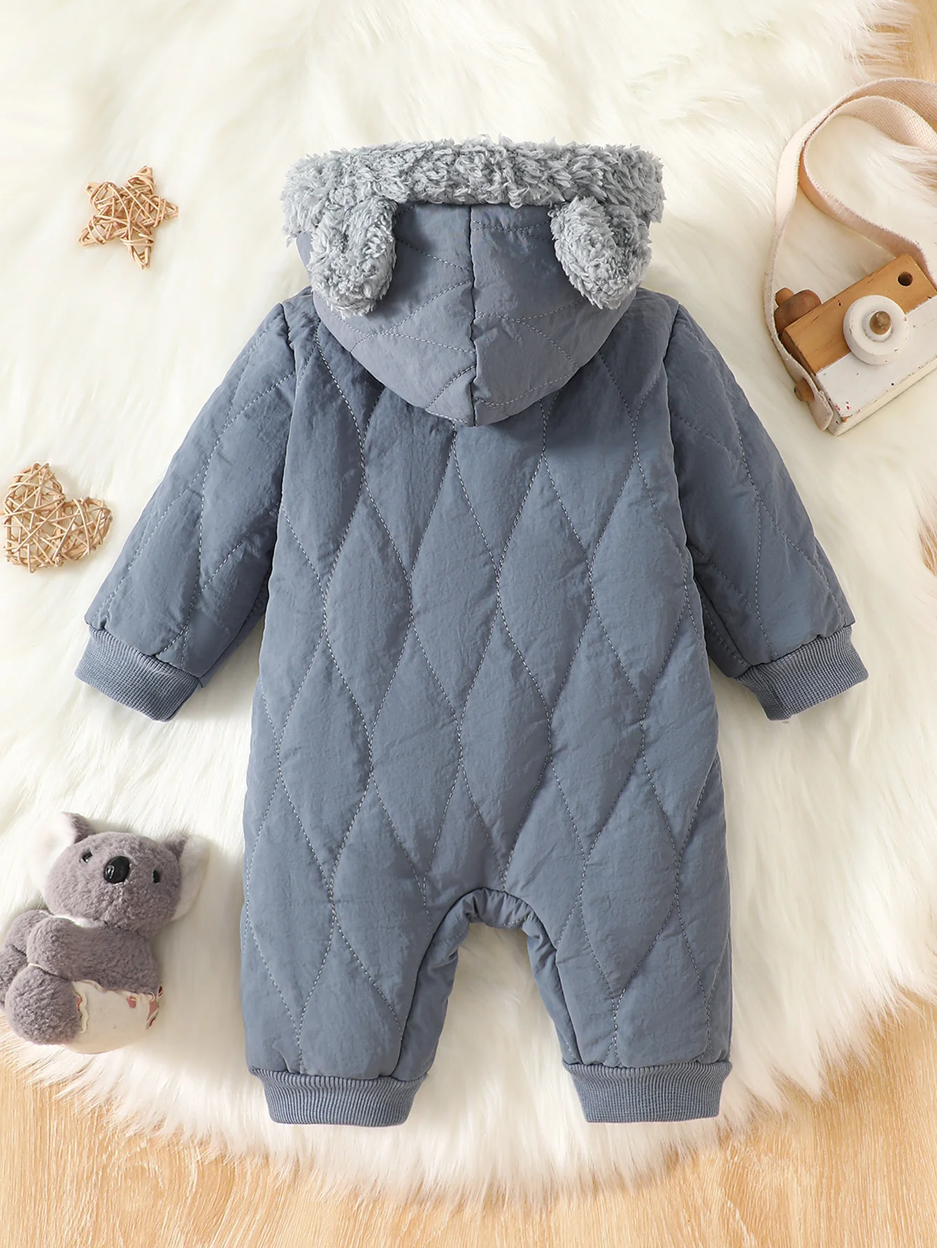 IURNXB Baby Winter Hooded Romper Cute Koala Fleece Jumpsuit Infant Warm Thick One-Piece Outfit for Newborn Outdoor Wear 1-18M