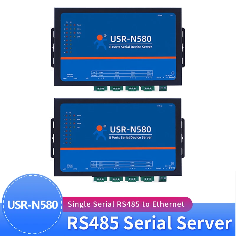 

2pcs Usr-n580 Industrial Ethernet Converter 8 Port Rs485 Serial Device Server Support Modbus Rtu To Tcp Ethernet