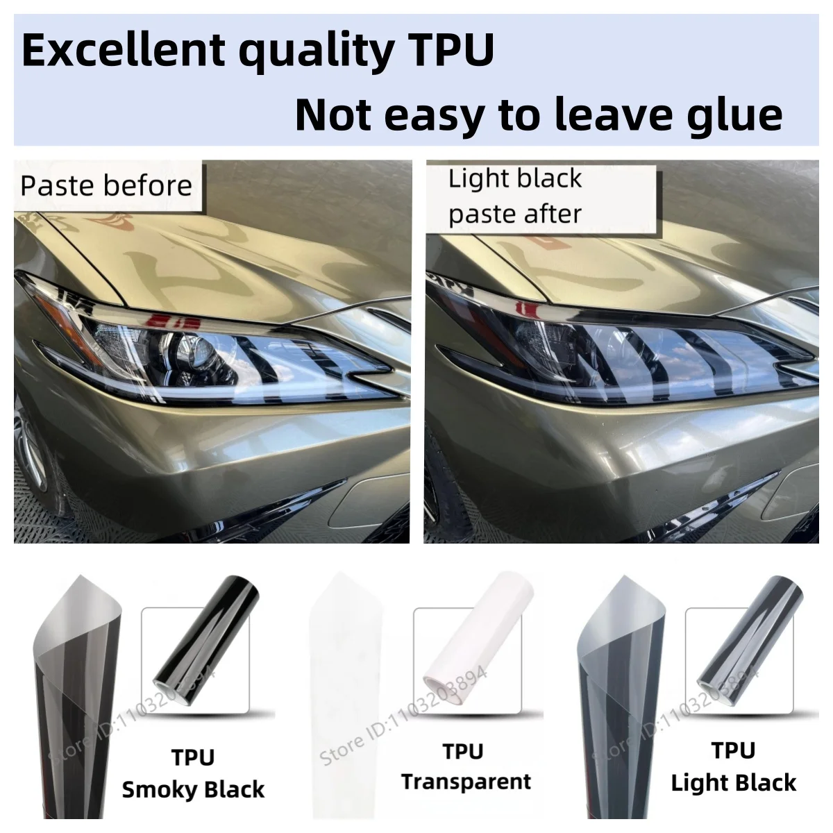 

TPU Car Tint Light Film 3 Layers Adhesive Auto Tint Stickers Waterproof Headlight Taillight Fog Light Vinyl Films For All Cars